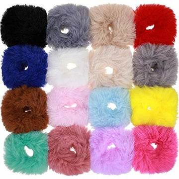Soft Fluffy Elastic Multicolor Hair Bands for Kids/Girls/Women - 12 Pcs