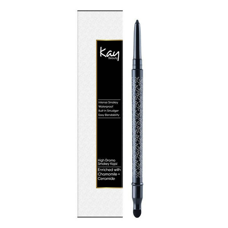Kay Beauty Waterproof Smokey Kajal with Smudger - Raven Hue