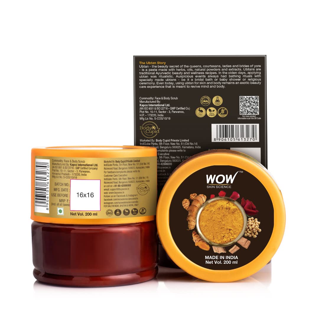 WOW Skin Science Ubtan Face & Body Scrub - 200 ML