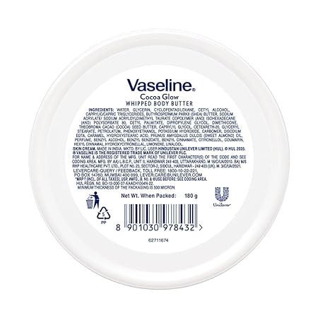 Vaseline Cocoa Glow Whipped Body Butter - 180 GM