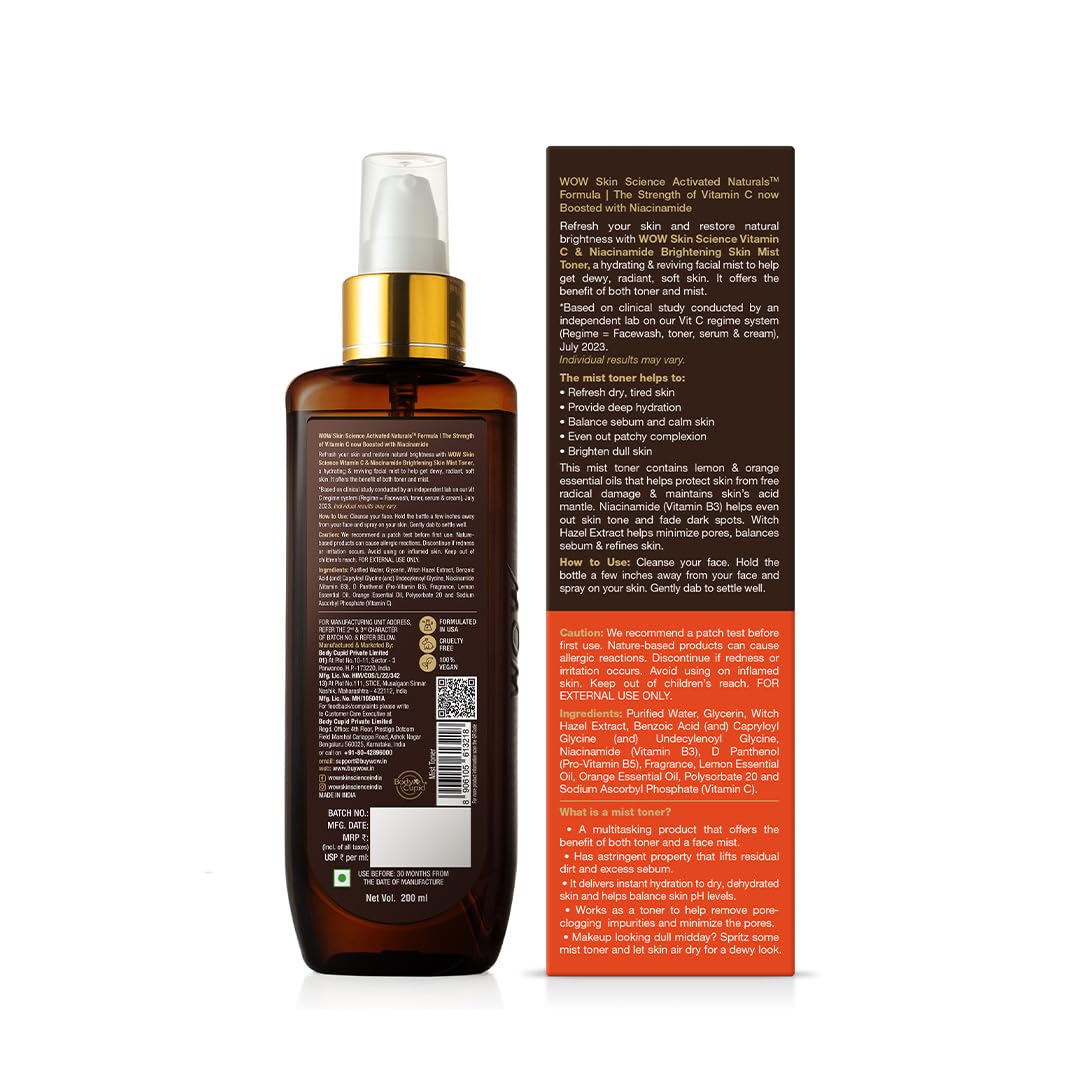 WOW Skin Science Vitamin C + Niacinamide Brightening Skin Mist Toner - 200 ML