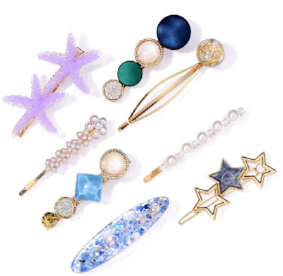 Women Multicolor Hair Stylish Clips Set - 8 Pcs