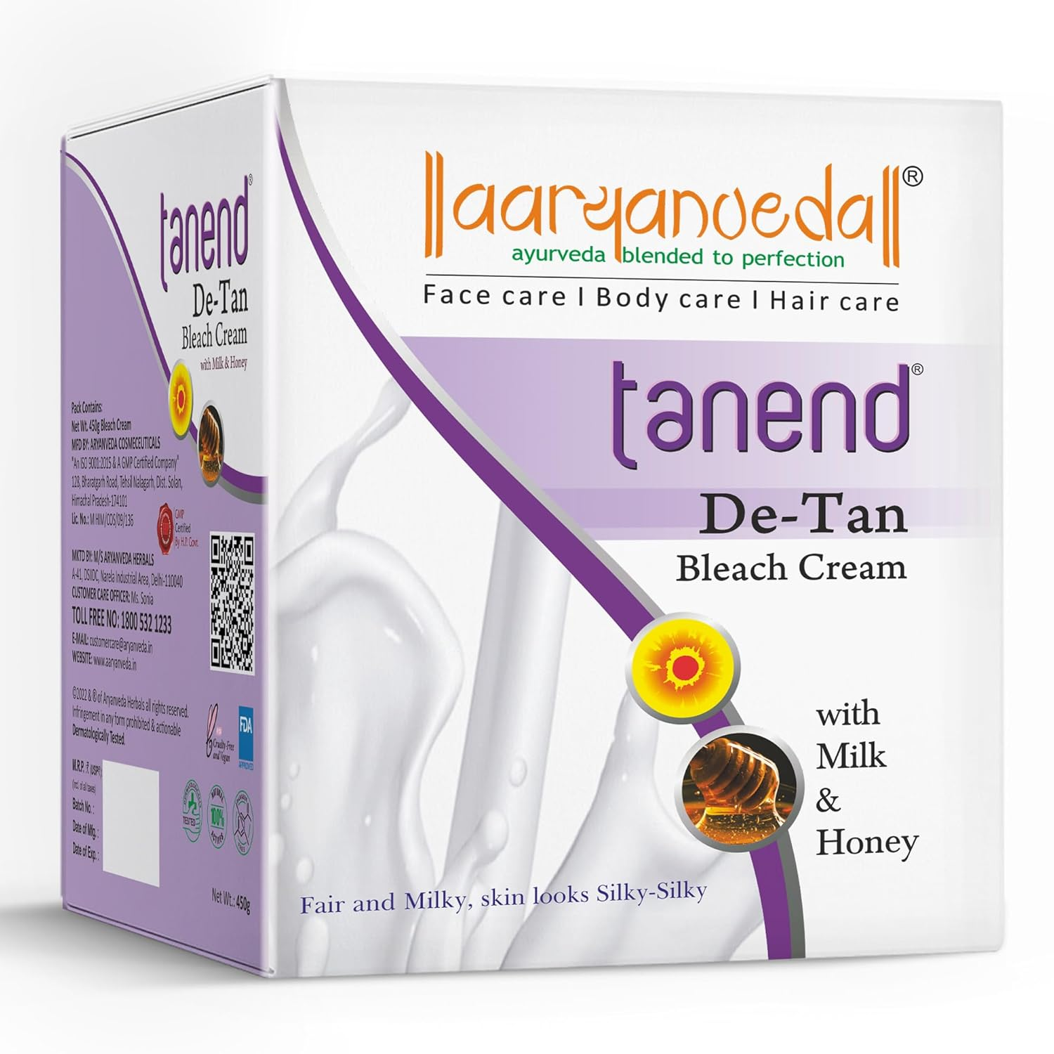 Aryanveda Tanend Bleach Cream - 450 GM