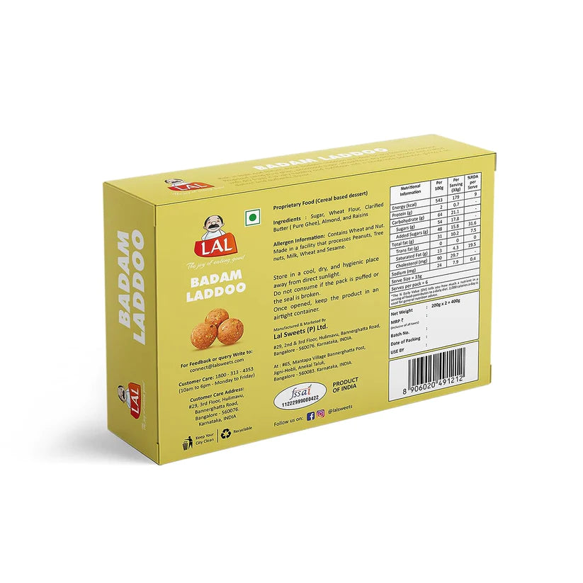LAL Sweets Badam Laddoo - 400 GM