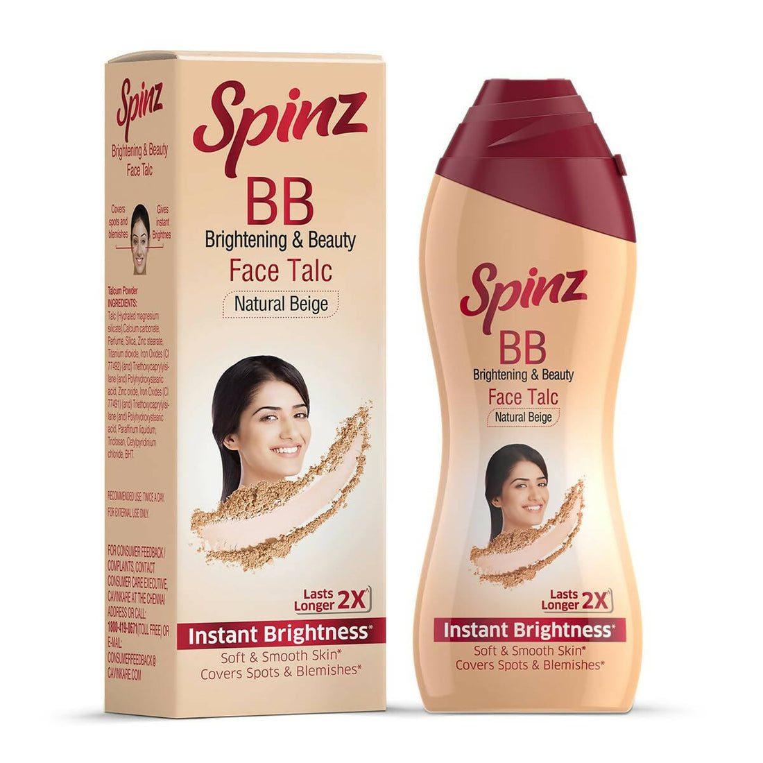 Spinz BB Brightening & Beauty Face Talc - Natural Beige