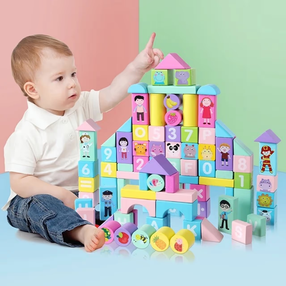 100 Pieces Wooden Building Blocks - Daily Needs Products