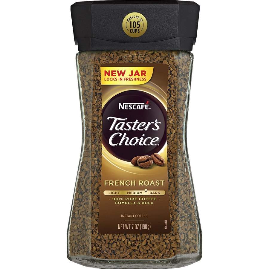 Nescafe Taster's Choice French Roast Medium Dark Complex & Bold Instant Coffee Bottle, 198g