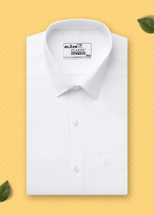 Alaya Cotton Classic Cotton 100% Cotton White Shirt - Regular Fit - Daily Needs Products