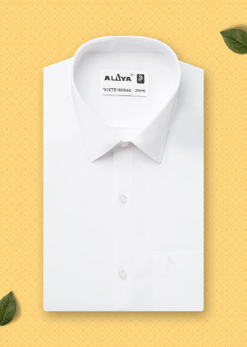 Alaya Cotton White Horse 100% Cotton Regular Fit Shirt ( Arrow Cut ) - Daily Needs Products
