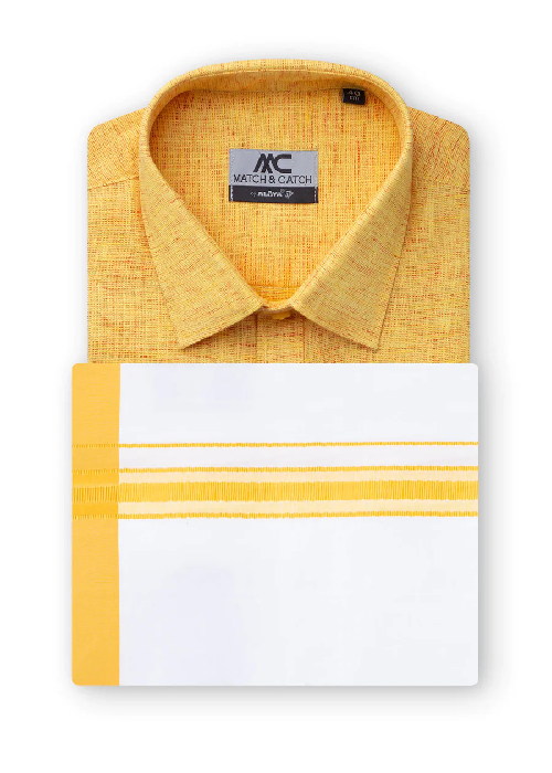 Alaya Cotton Cotton Match & Catch Colour Shirts & Fancy Border Dhoti - Daily Needs Products