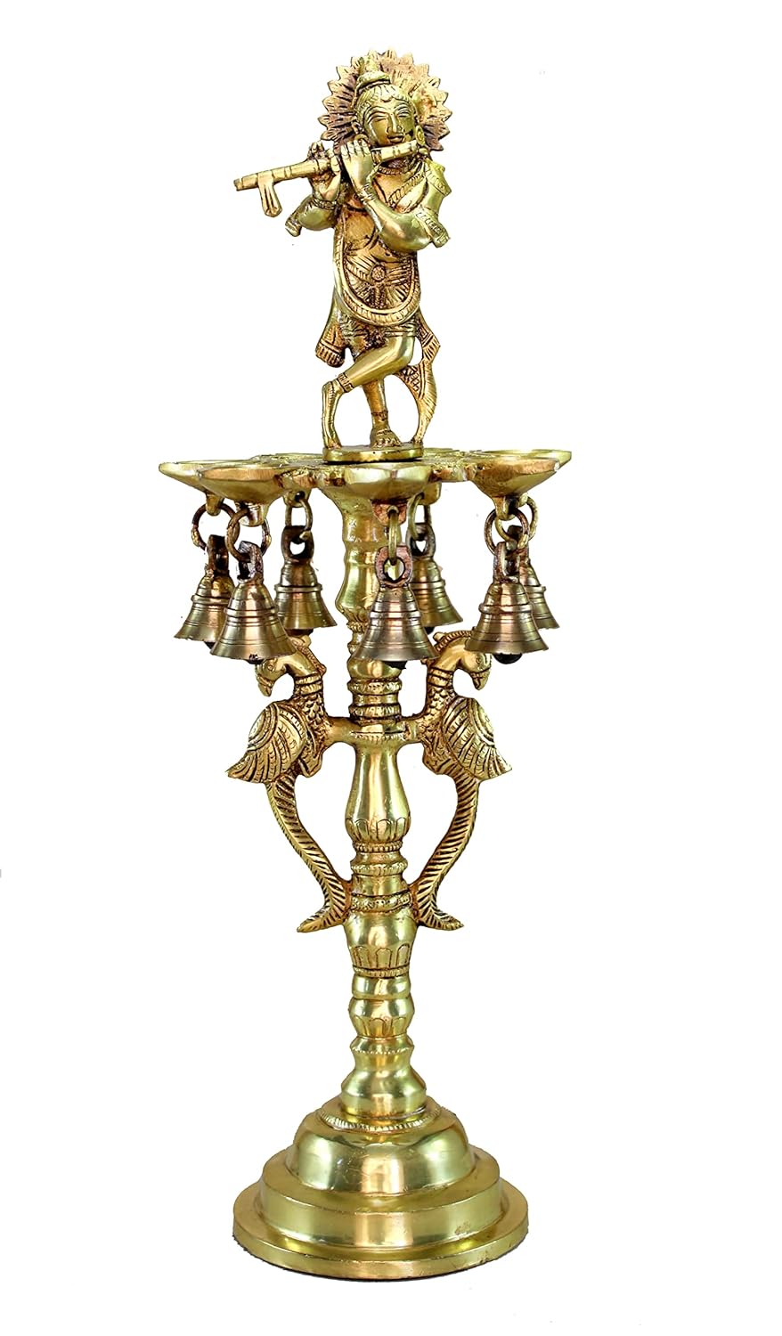 Brass Krishna Oil Lamp - 16.5 Inch - Daily Needs Products