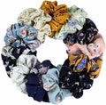 Chiffon Flower Hair Scrunchies for Women/Girls - Multicolour (Pack of 12 Pcs)
