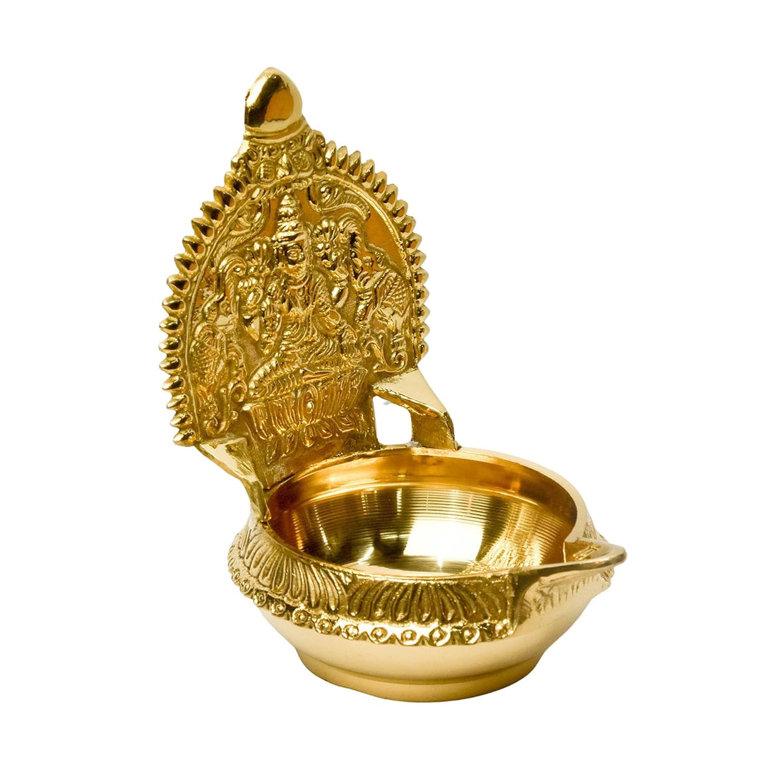 Brass Gajalakshmi Kuber Kamakshi Oil Lamp - 6 Inches - Daily Needs Products