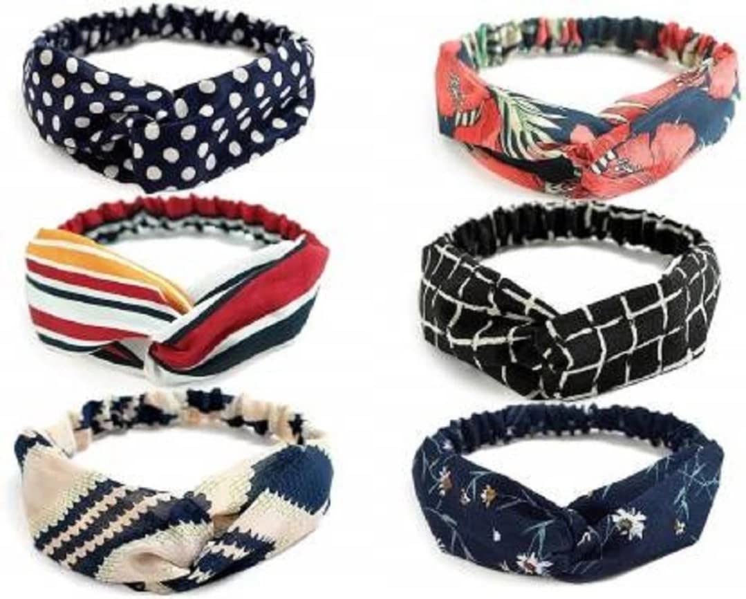 Fashion Elastic Headbands for Girls/Women (Pack of 6 Pcs)