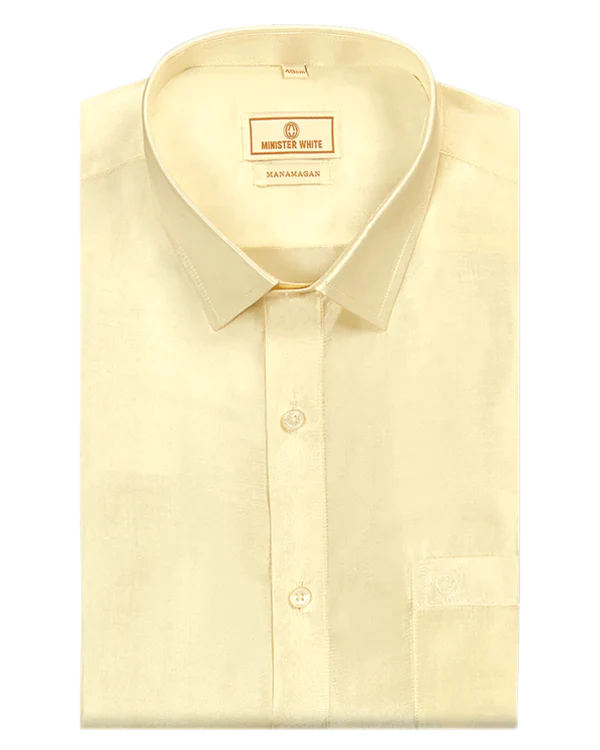 Minister White Silk Mix Cream Colour Full Sleeve Wedding Shirt - Regular Fit - Manamagan - Daily Needs Products