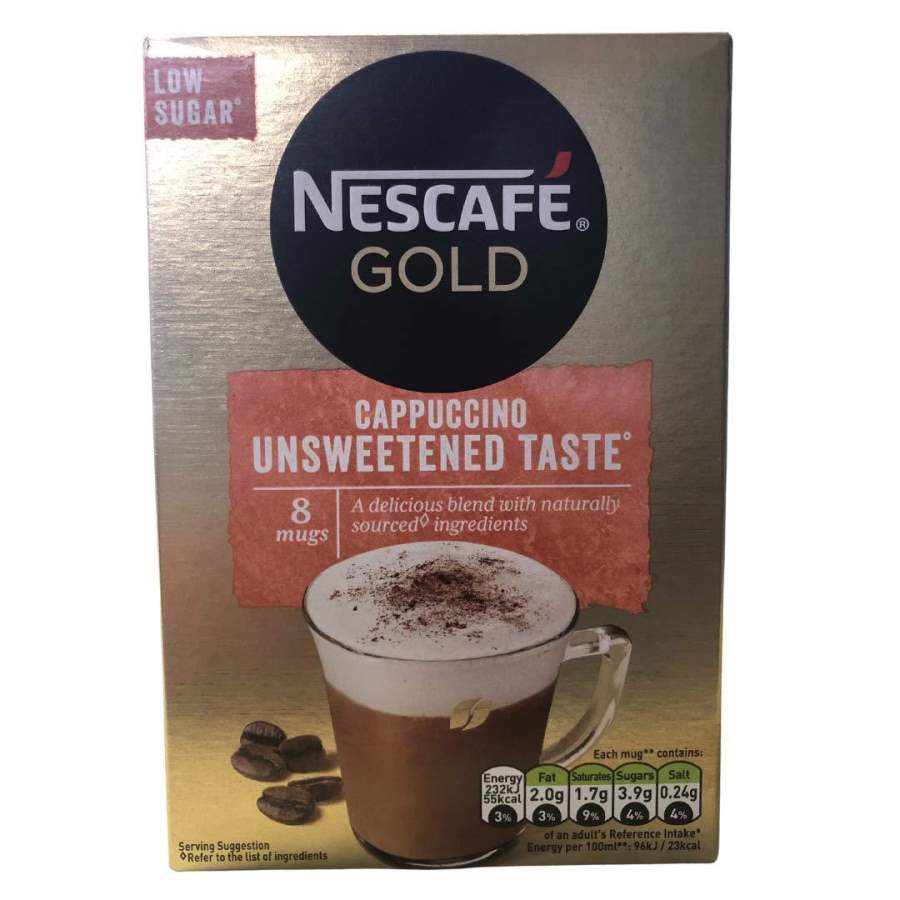 Nescafe Gold Cappuccino unsweetened Taste Instant Coffee Sachets (8 x 14.2g)