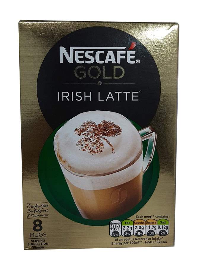 Nescafe Gold Irish Latte Instant Coffee Sachets, (8 x 22g)