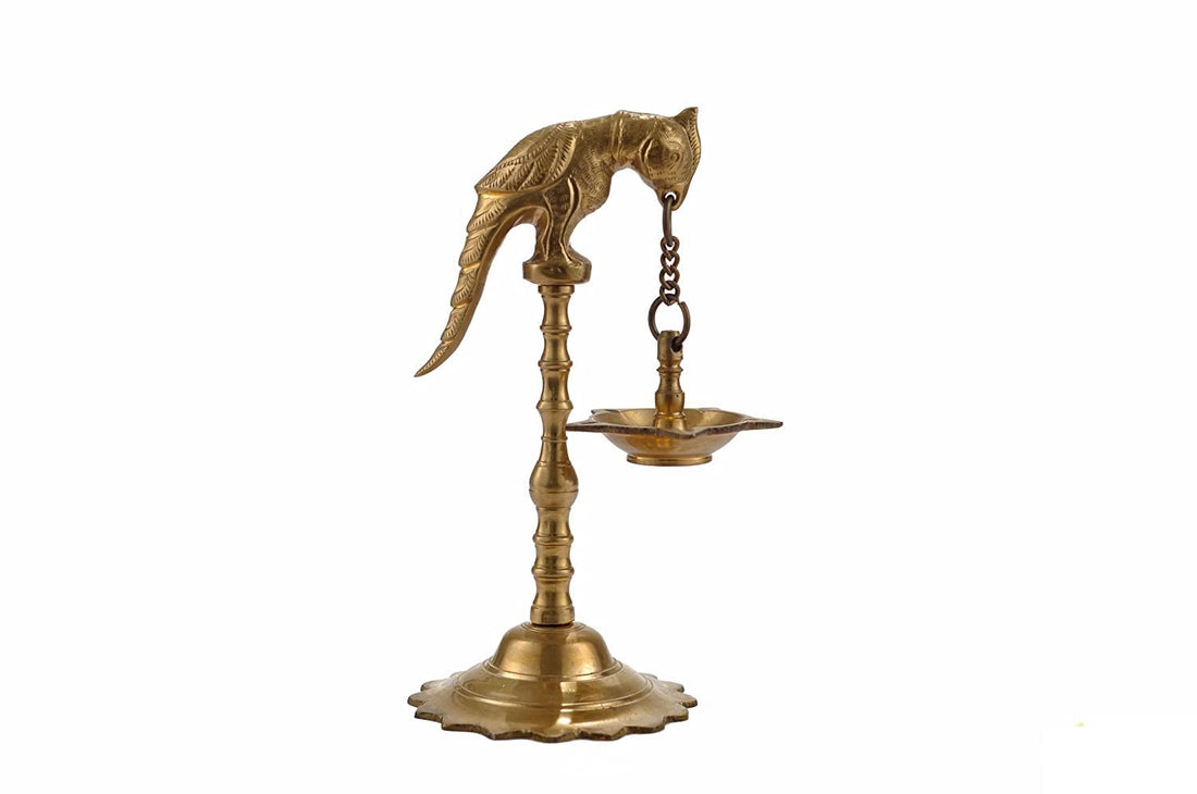 Parrot Style Traditional Brass Oil Lamps - 10 Inch - Daily Needs Products
