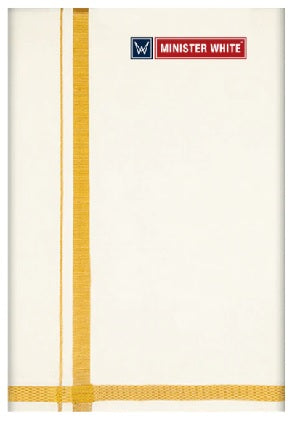 Minister White Double Layer Cream Cotton Dhoti Pranavam With Gold Jari Border - Daily Needs Products