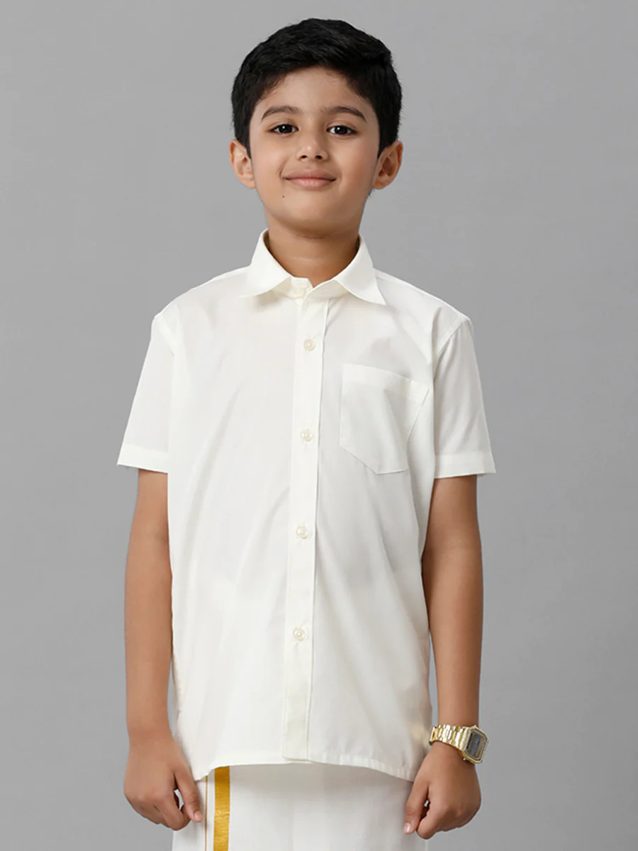 Ramraj Boy Cream Half Sleeves Shirt - Daily Needs Products