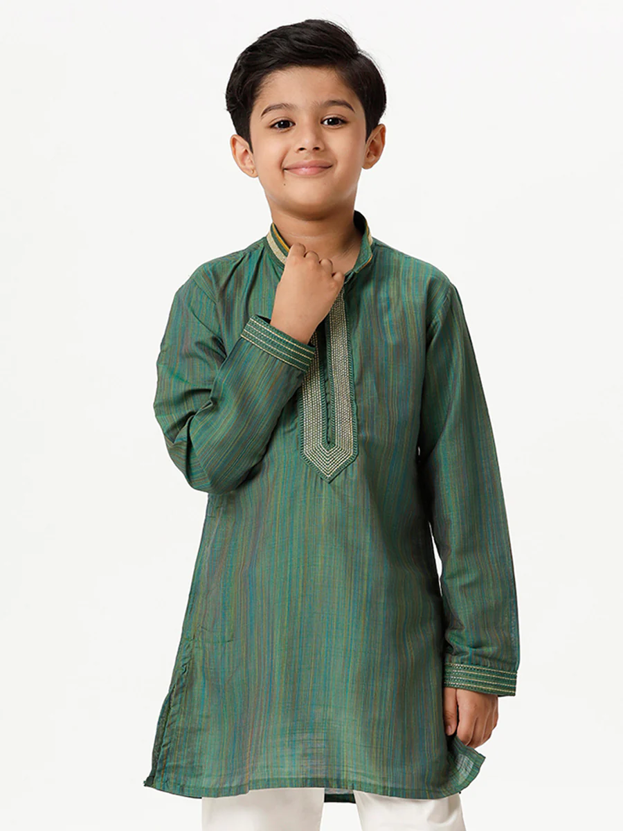 Ramraj Boys Cotton Embellished Neckline Full Sleeves Kurta - Daily Needs Products