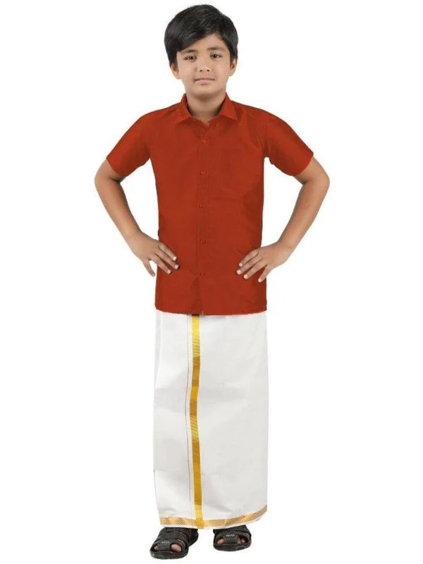 Ramraj Boys Silk Cotton Shirt with Dhoti - Daily Needs Products