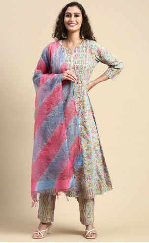 Ramraj Women Printed & Embroidered Kurti Set - Multi Color - Daily Needs Products