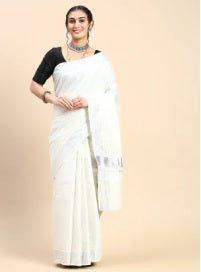 Ramraj Womens Kerala Tissue Plain Saree - Daily Needs Products