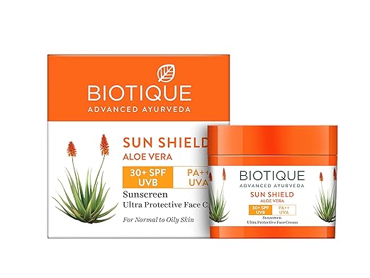 Biotique Sun Shield Aloe vera 30+ SPF UVB Sunscreen Ultra Protectective Face Cream - 50 GM