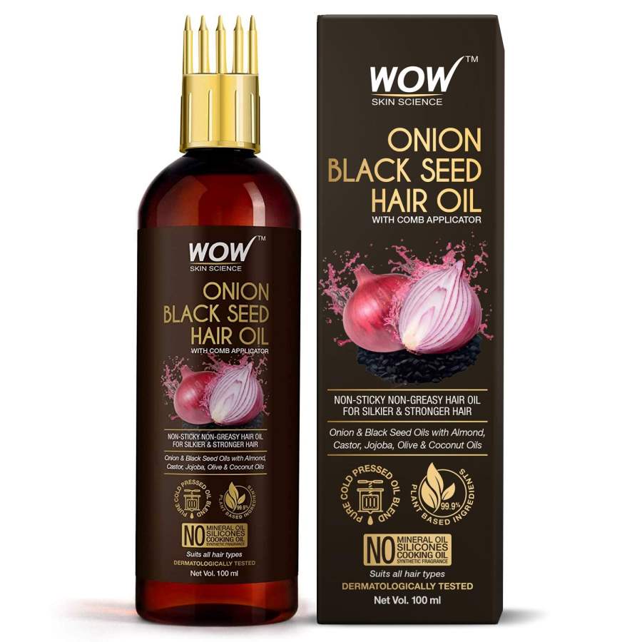 WOW Skin Science Onion Black Seed Hair Oil - With Comb Applicator