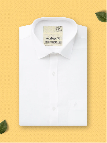 Alaya Cotton 100% Pure Linen White Slim Fit Shirt