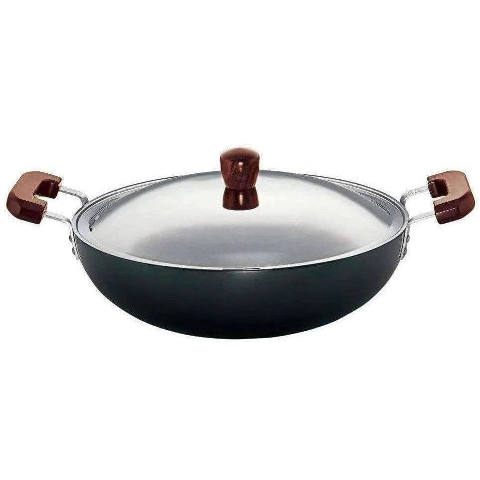 Hawkins Futura Hard Anodised Flat Bottom Deep-Fry Pan with Steel Lid, 7.5 L/36cm