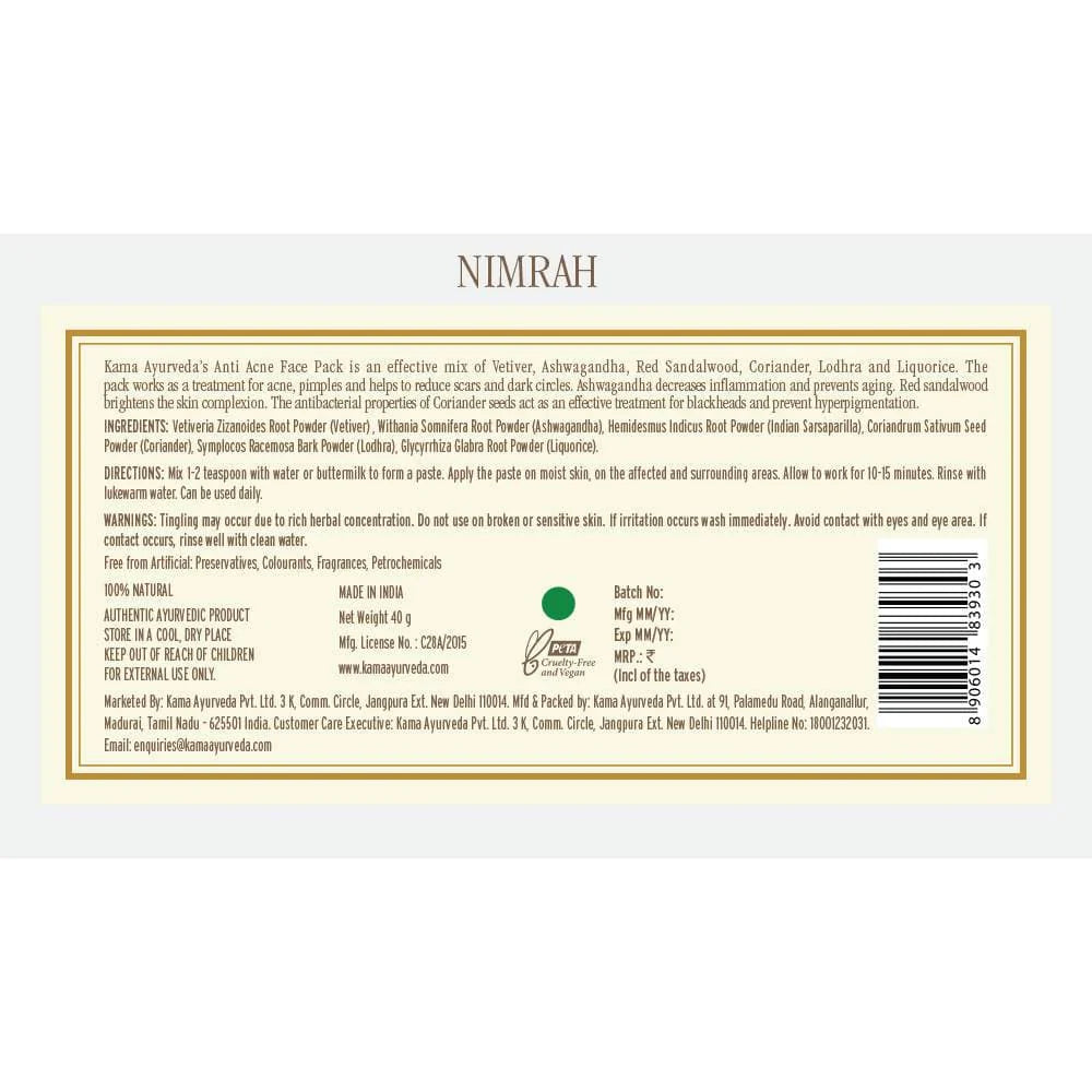 Kama Ayurveda Nimrah Anti Acne Face Pack