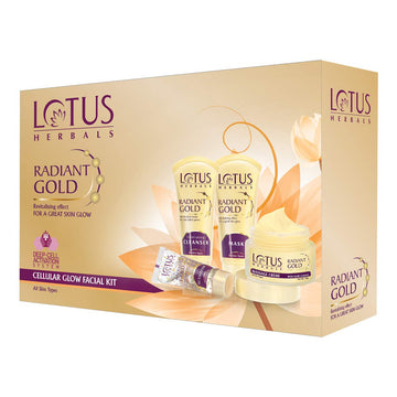 Lotus Herbals Radiant Gold Facial Kit for instant glow with 24K Pure Gold & Papaya