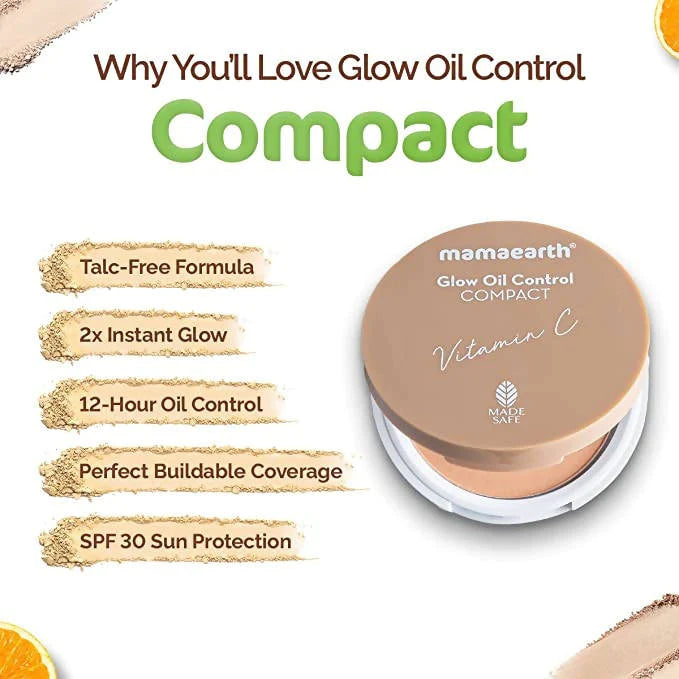 MamaEarth Glow Oil Control Compact With SPF 30 (Creme Glow)