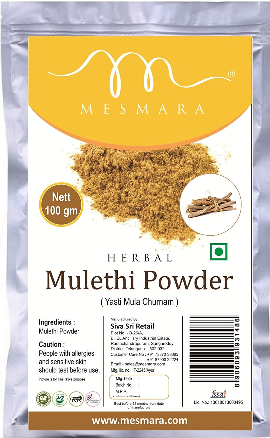 Mesmara Herbal Mulethi Licorice Yastimadhu Powder