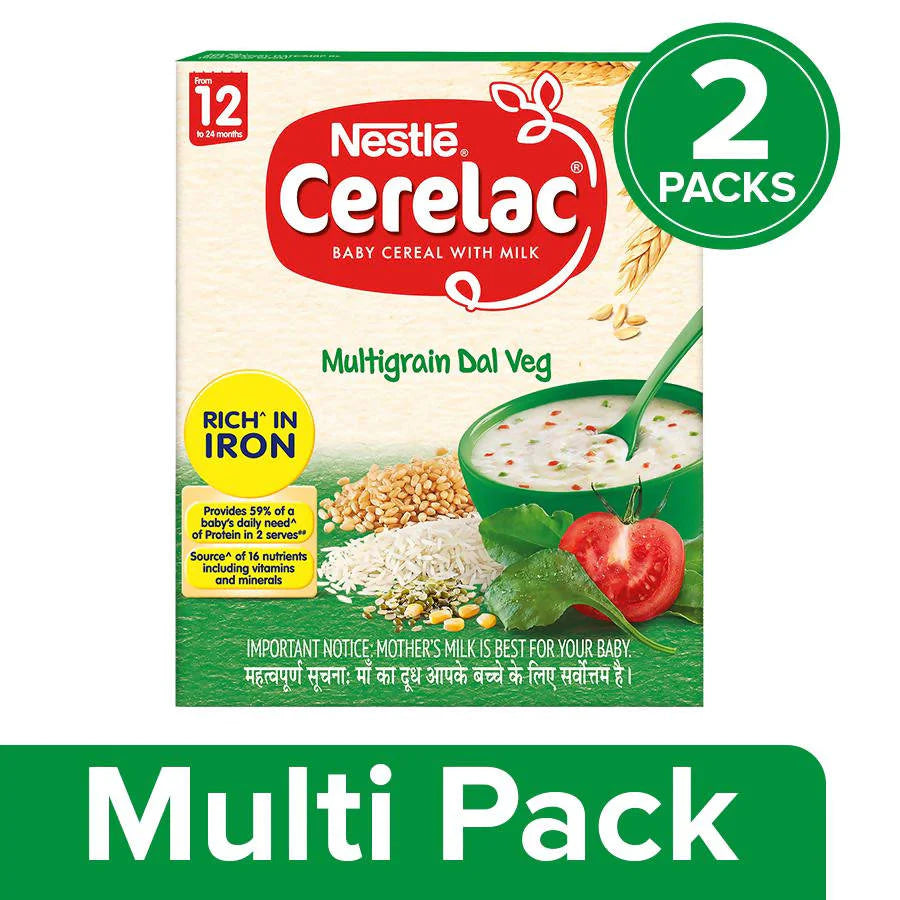 Nestle Cerelac Baby Cereal with Milk, Multigrain Dal Veg 12 Months