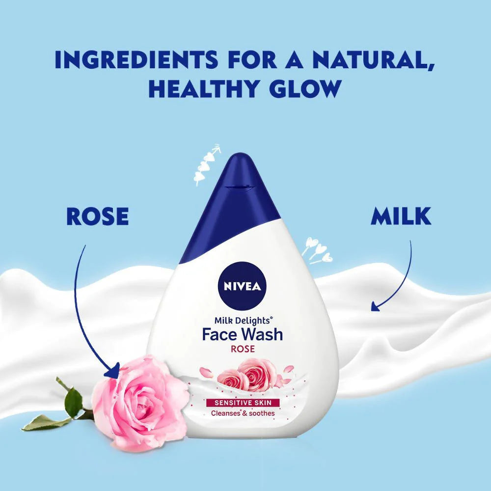Nivea Milk Delights Face Wash Caring Rosewater For Sensitive Skin