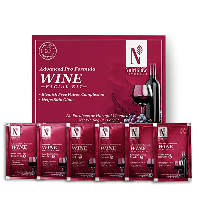 NutriGlow Natural's Advanced Pro Formula Wine Facial Cleanup Kit for Glowing Skin
