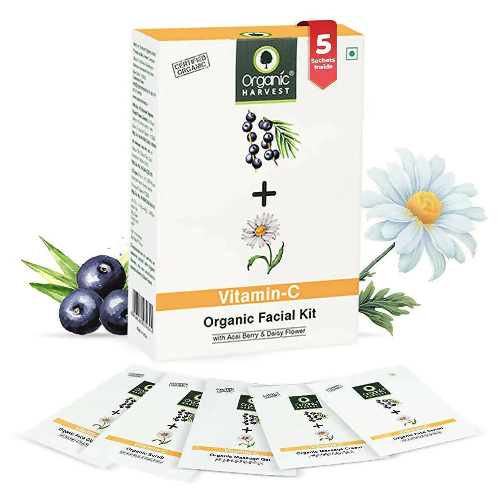 Organic Harvest Vitamin C Facial Kit for Women with Acai Berry & Daisy Flower