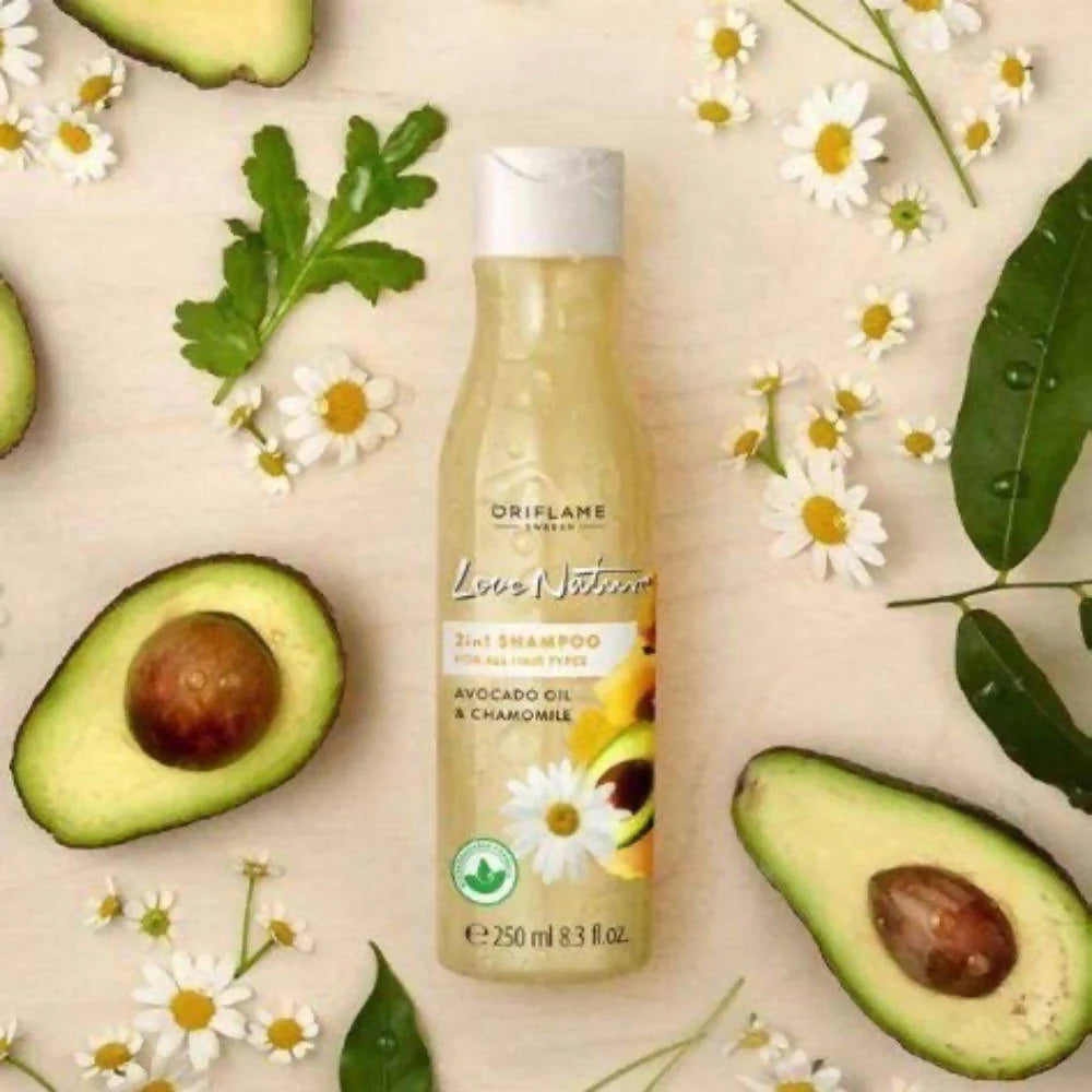 Oriflame Love Nature 2 in 1 Shampoo for All Hair Types - Avocado Oil & Chamomile