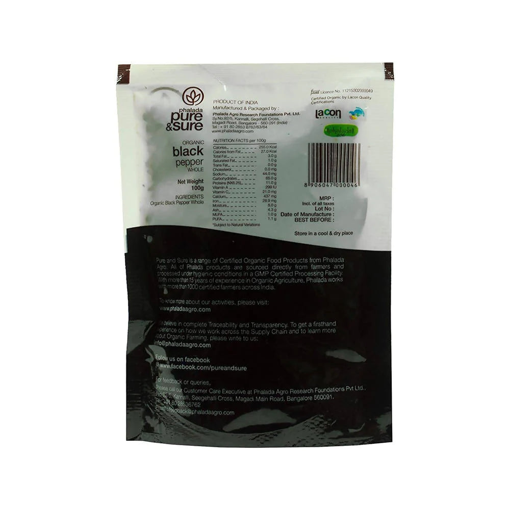 Pure & Sure Organic Whole Black Pepper Whole