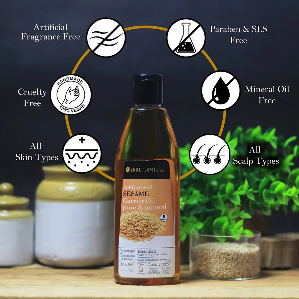 Soulflower Coldpressed Sesame Carrier Oil Pure & Natural