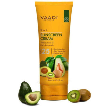 Vaadi Herbals Sunscreen Cream SPF - 25 with Extracts of Kiwi and Avocado