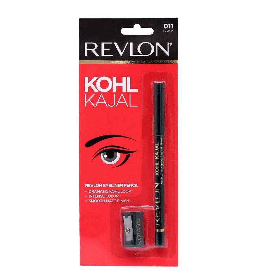 Revlon Kohl Kajal Eye Liner Pencil With Sharpener, Black